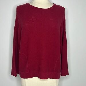 Pure Jill (J Jill) Oversize Pocket Tunic cotton/Cashmere Size XS cranberry red